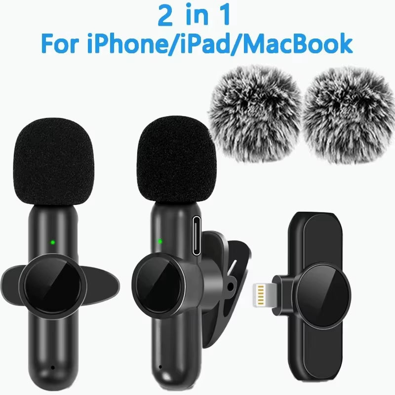 Wireless Lavalier Microphone Mini Portable Smart Noise Reduction Video Recording Microphone for Iphone Android Lapel Mic