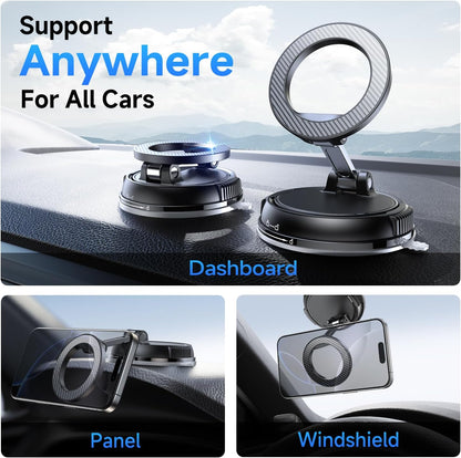 Ultimate Car Phone Holder for MagSafe - 78+ LBS Strongest Suction & 2400Gf Magnetic Grip - 360° Adjustable Mount for iPhone 17, 16, 15, 14, 13, 12 - Carbon Fiber Design