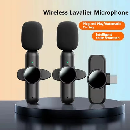 Wireless Lavalier Microphone Mini Portable Smart Noise Reduction Video Recording Microphone for Iphone Android Lapel Mic